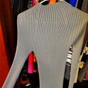 Gray Ribbed Knit Sweater